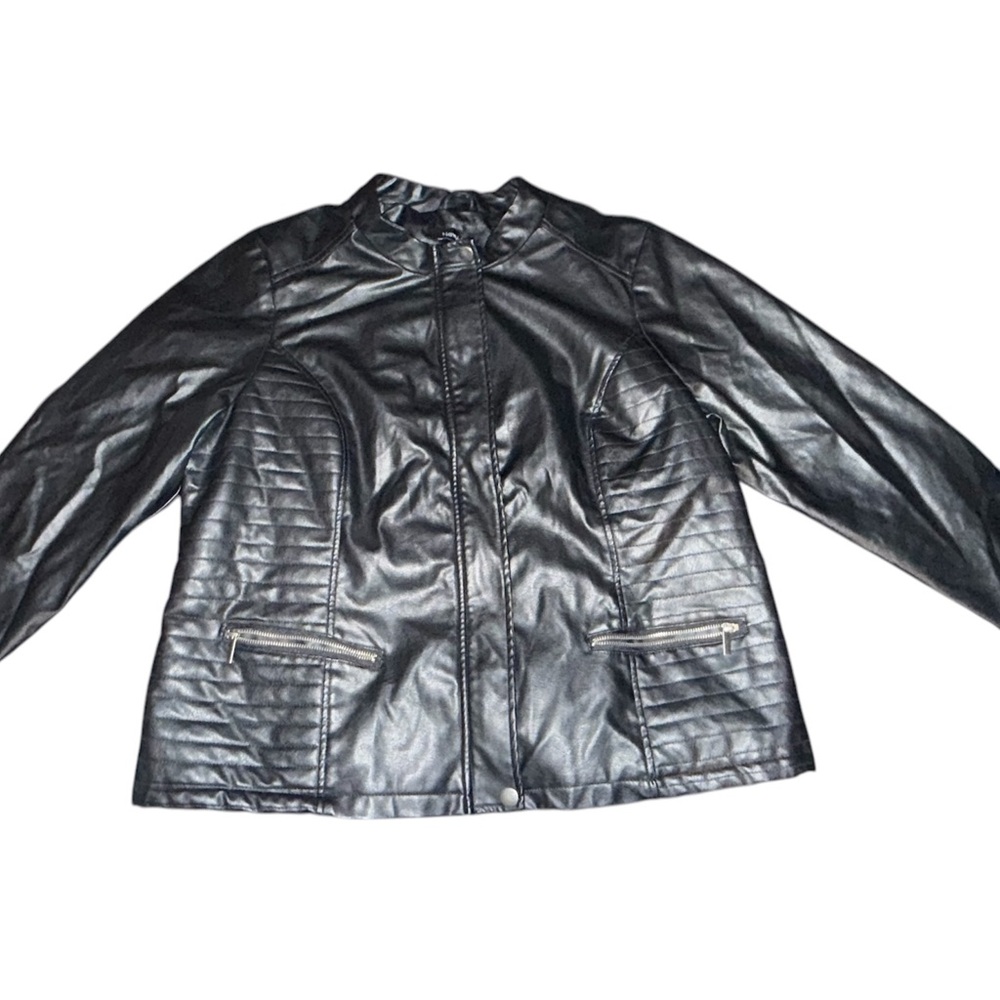 New Look Shiny Black Leather Jacket